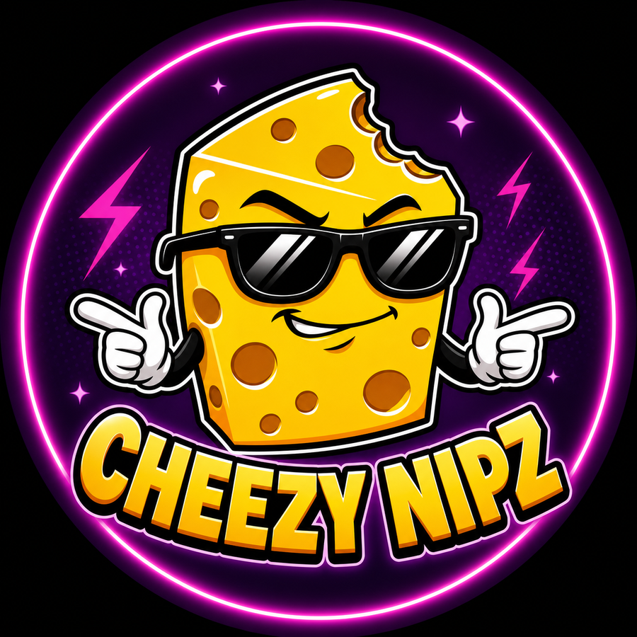 CheezyNipz cheese mascot in sunglasses